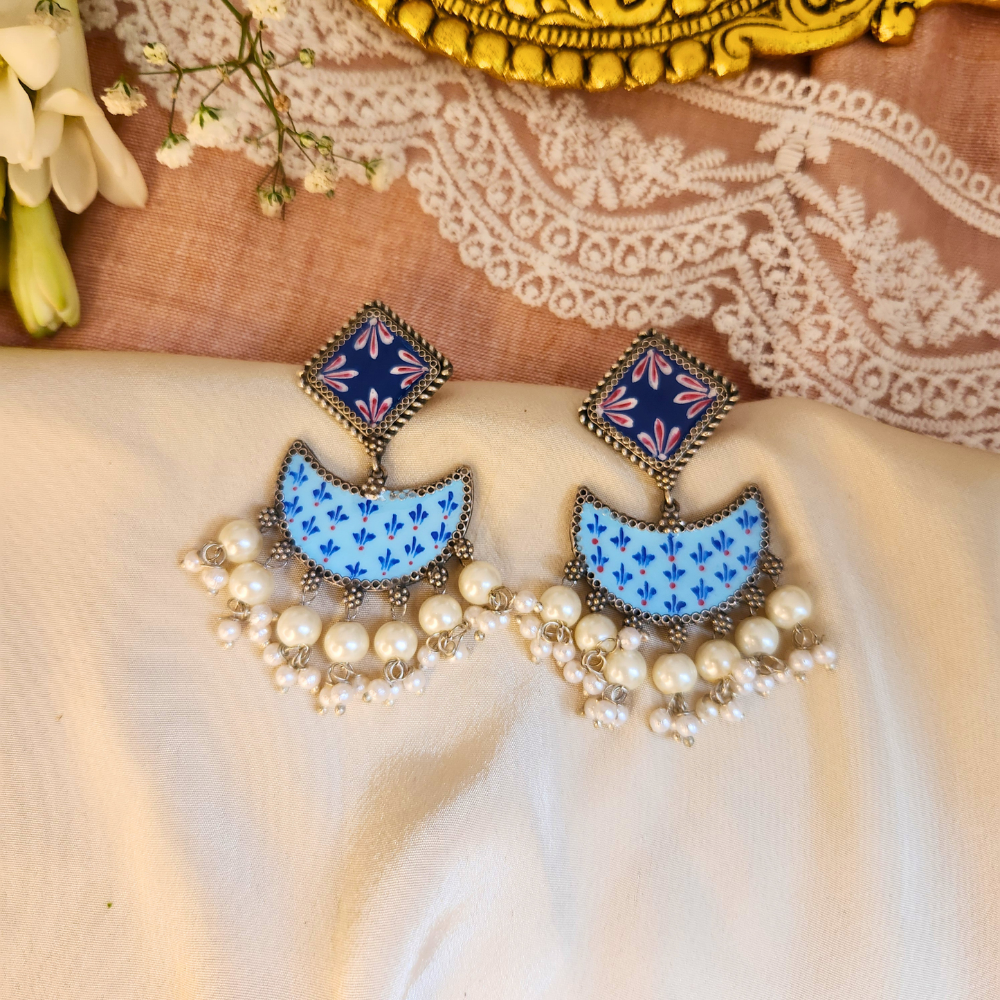 Mandira Silver Meenakari Chandballi
