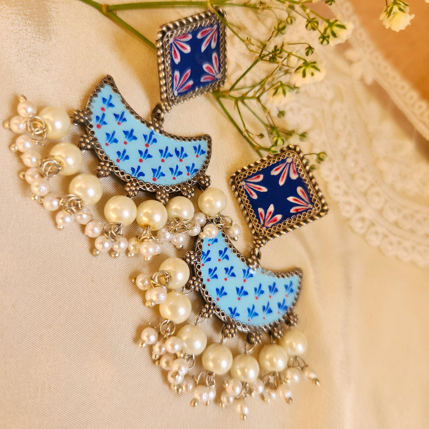 Mandira Silver Meenakari Chandballi
