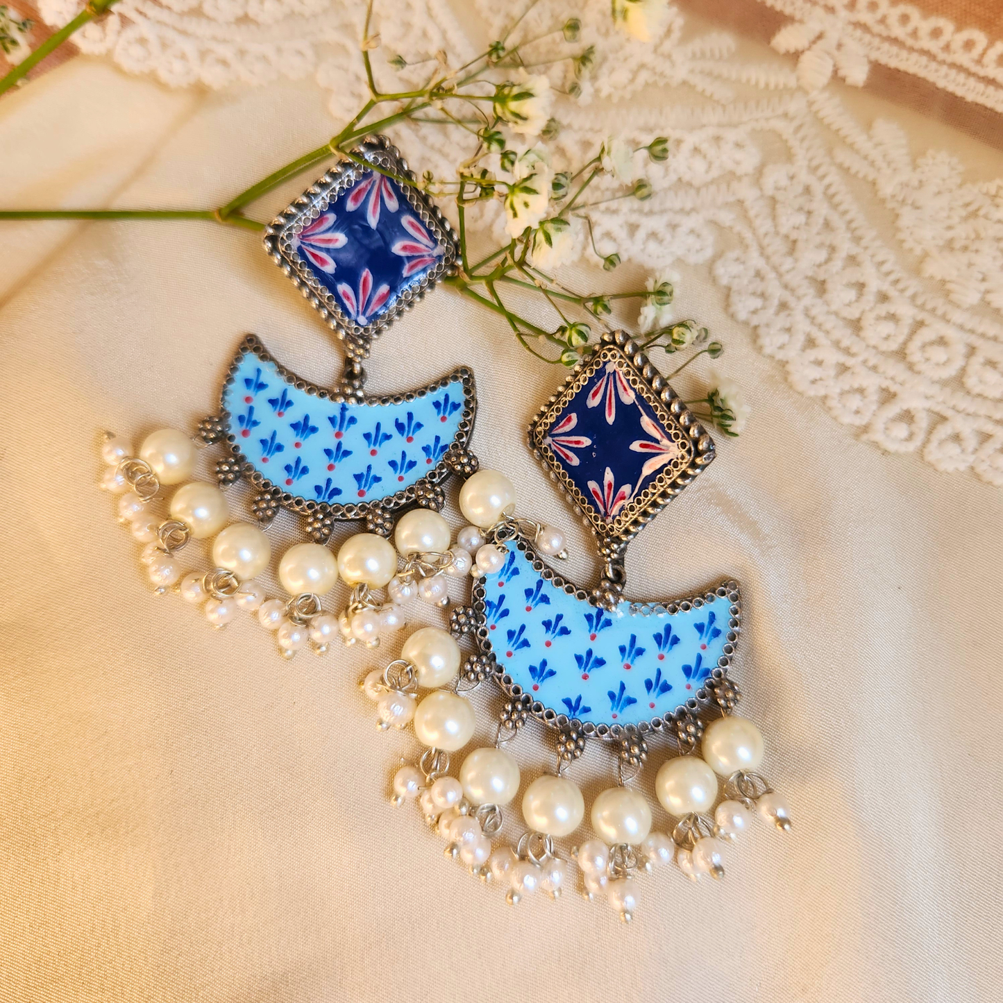 Mandira Silver Meenakari Chandballi