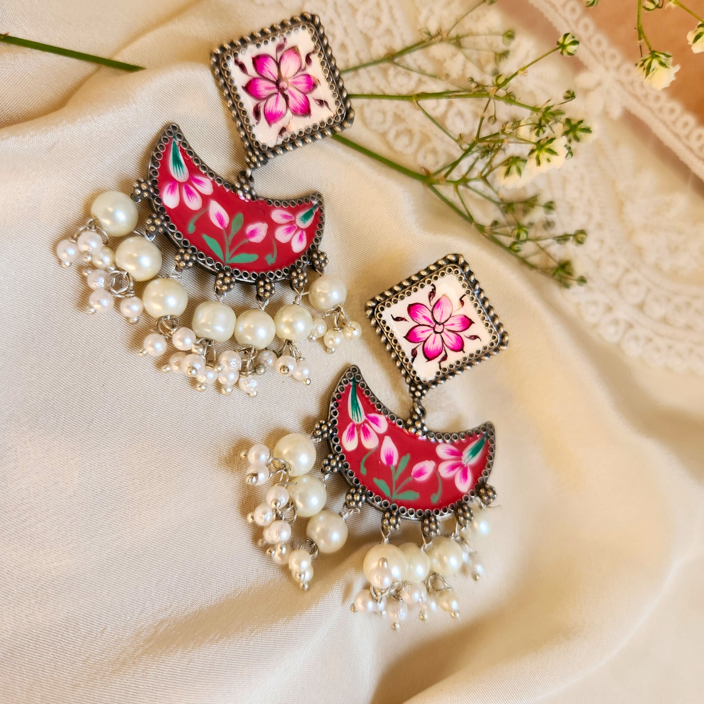 Mandira Silver Meenakari Chandballi