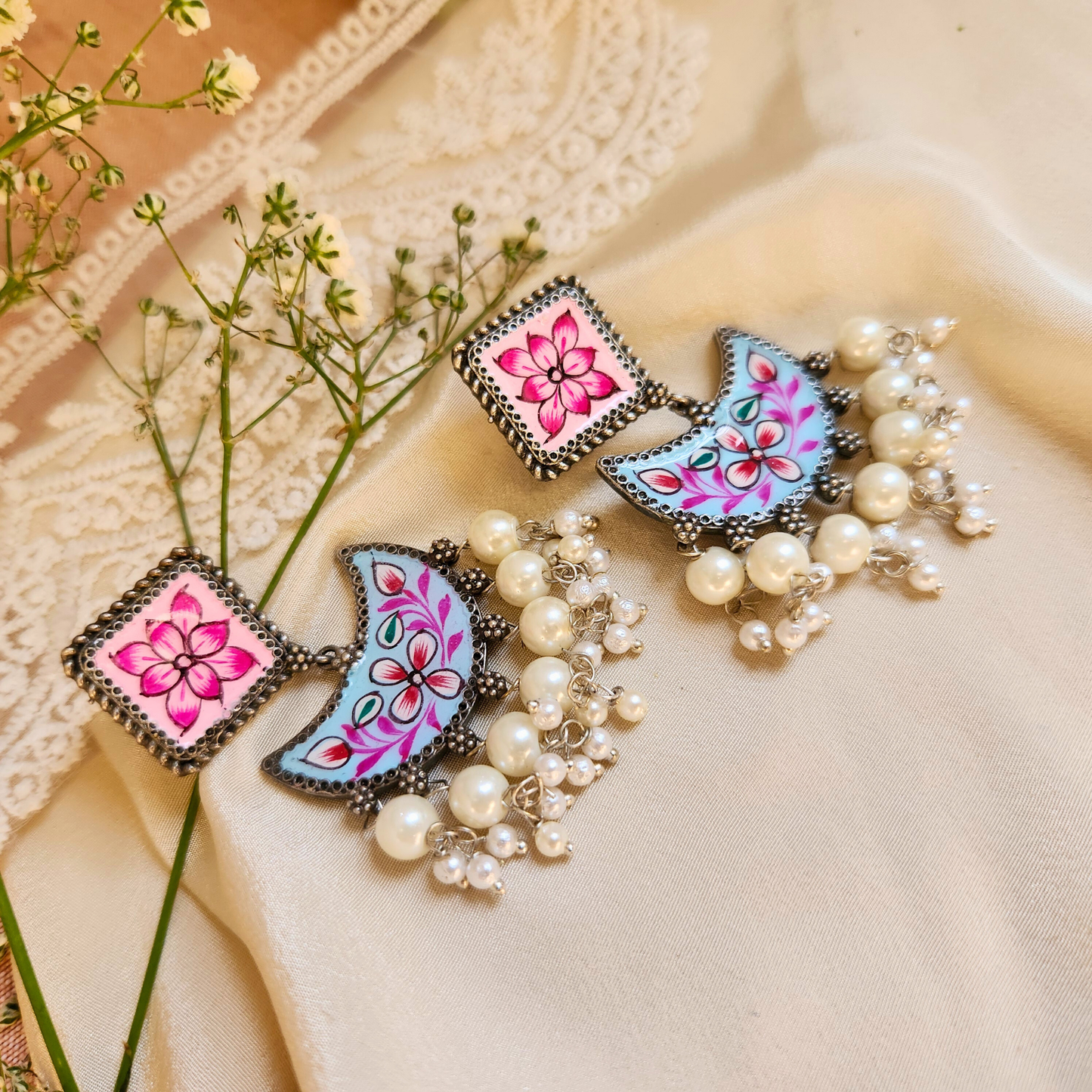Mandira Silver Meenakari Chandballi