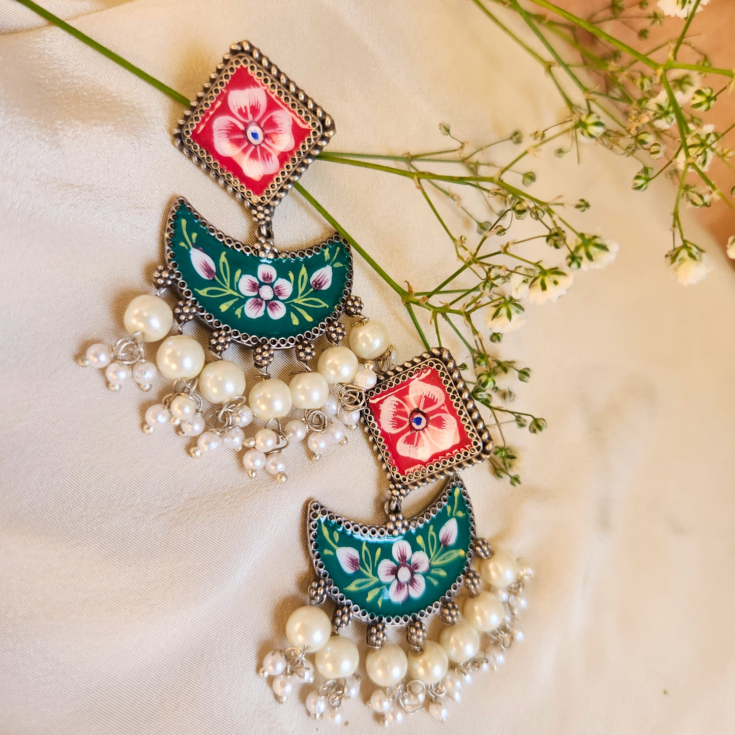 Mandira Silver Meenakari Chandballi