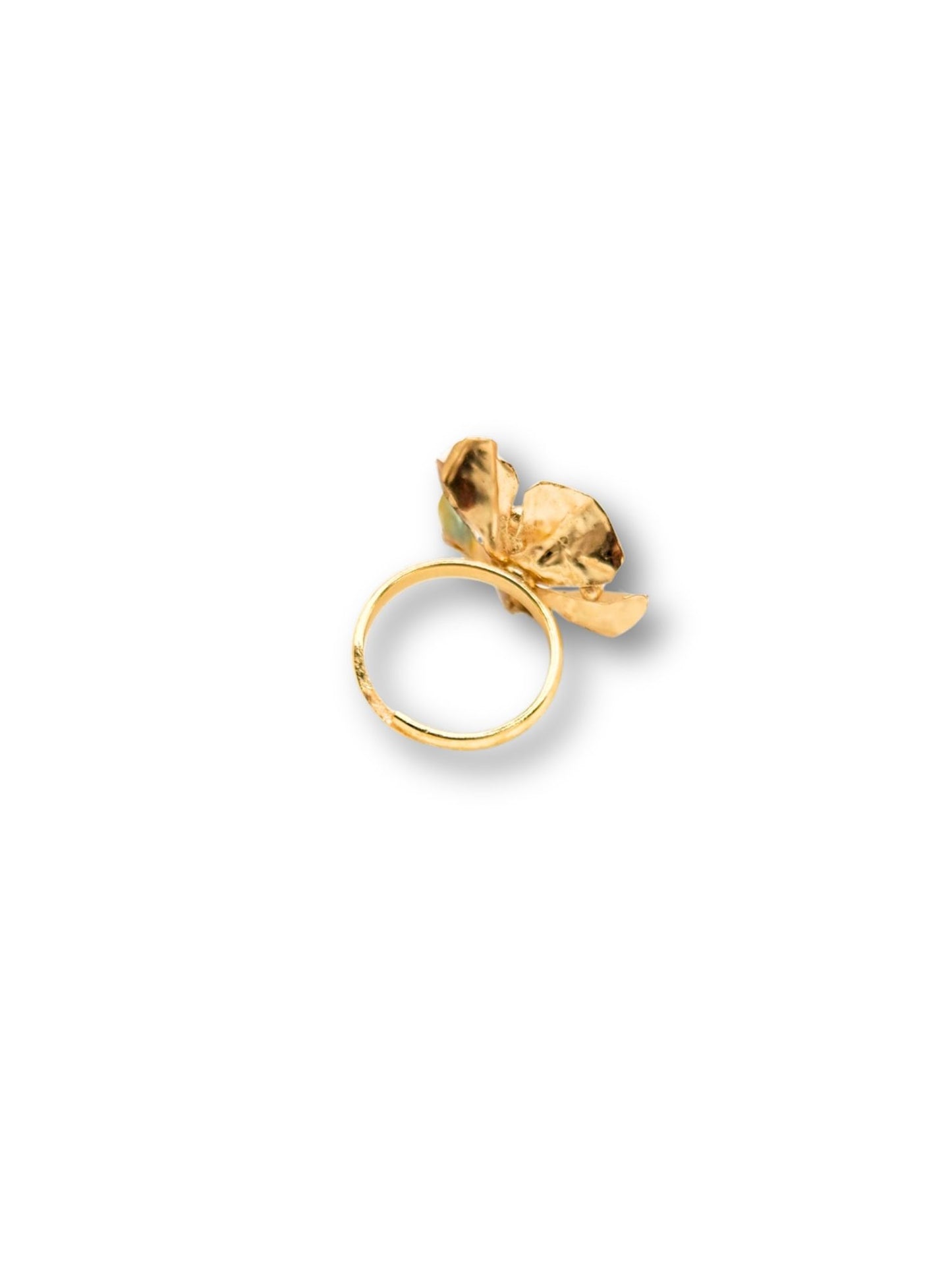 Viana Jewels Aarohi Brass Adjustable Ring with Red Stone 18K Gold Plated