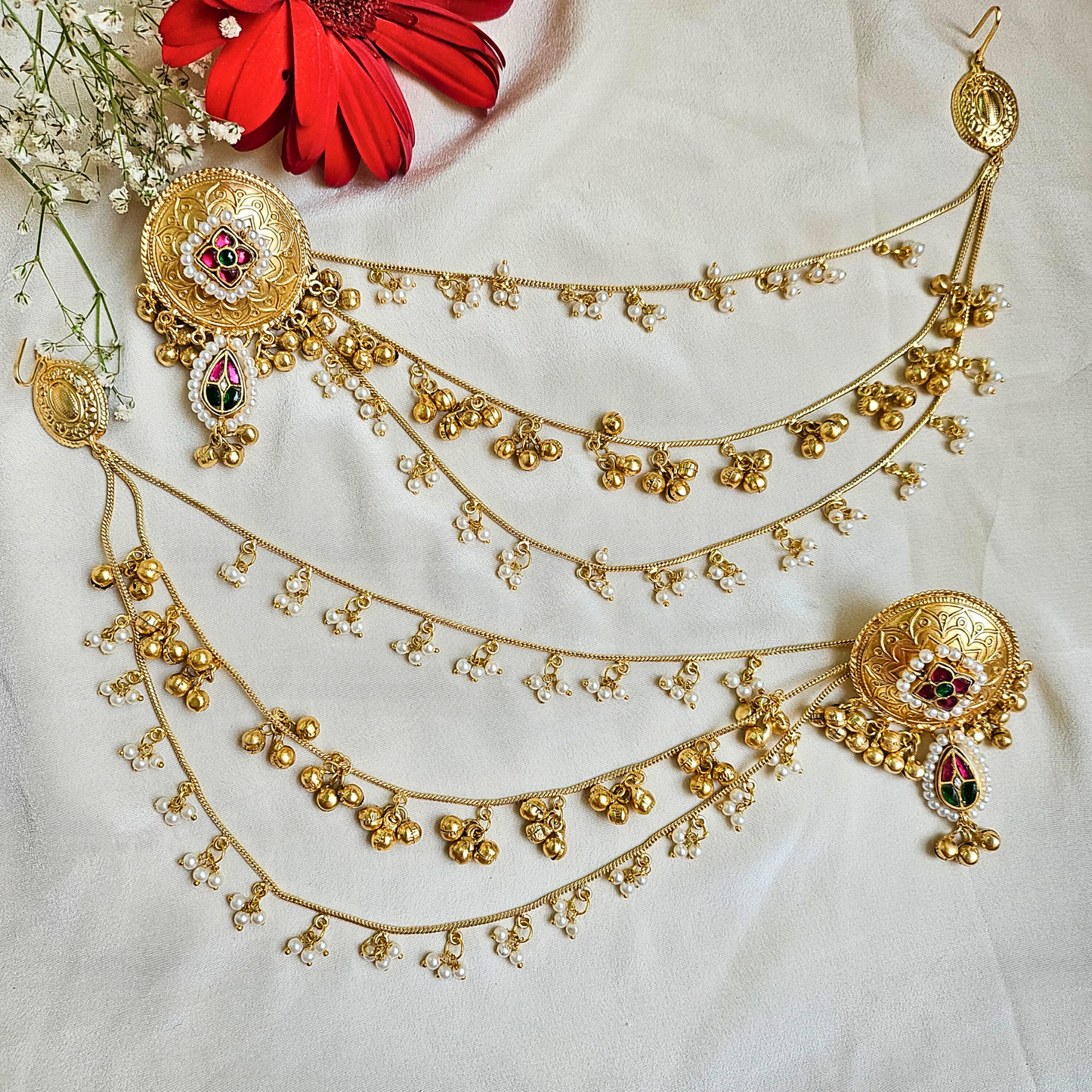 Aisha Kashmir Kaan Chain Jhumka
