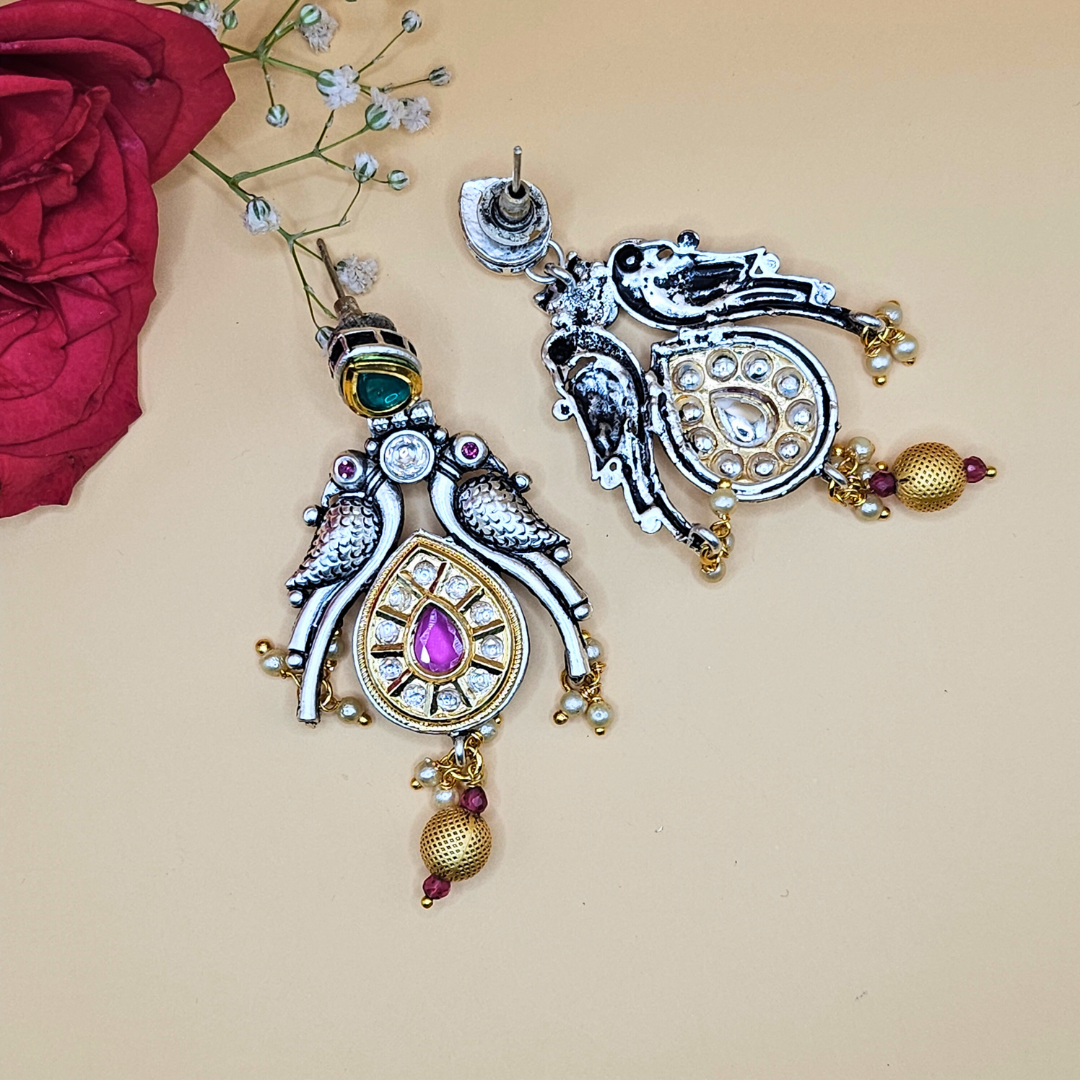 Pachi Kundan Panchi Earrings