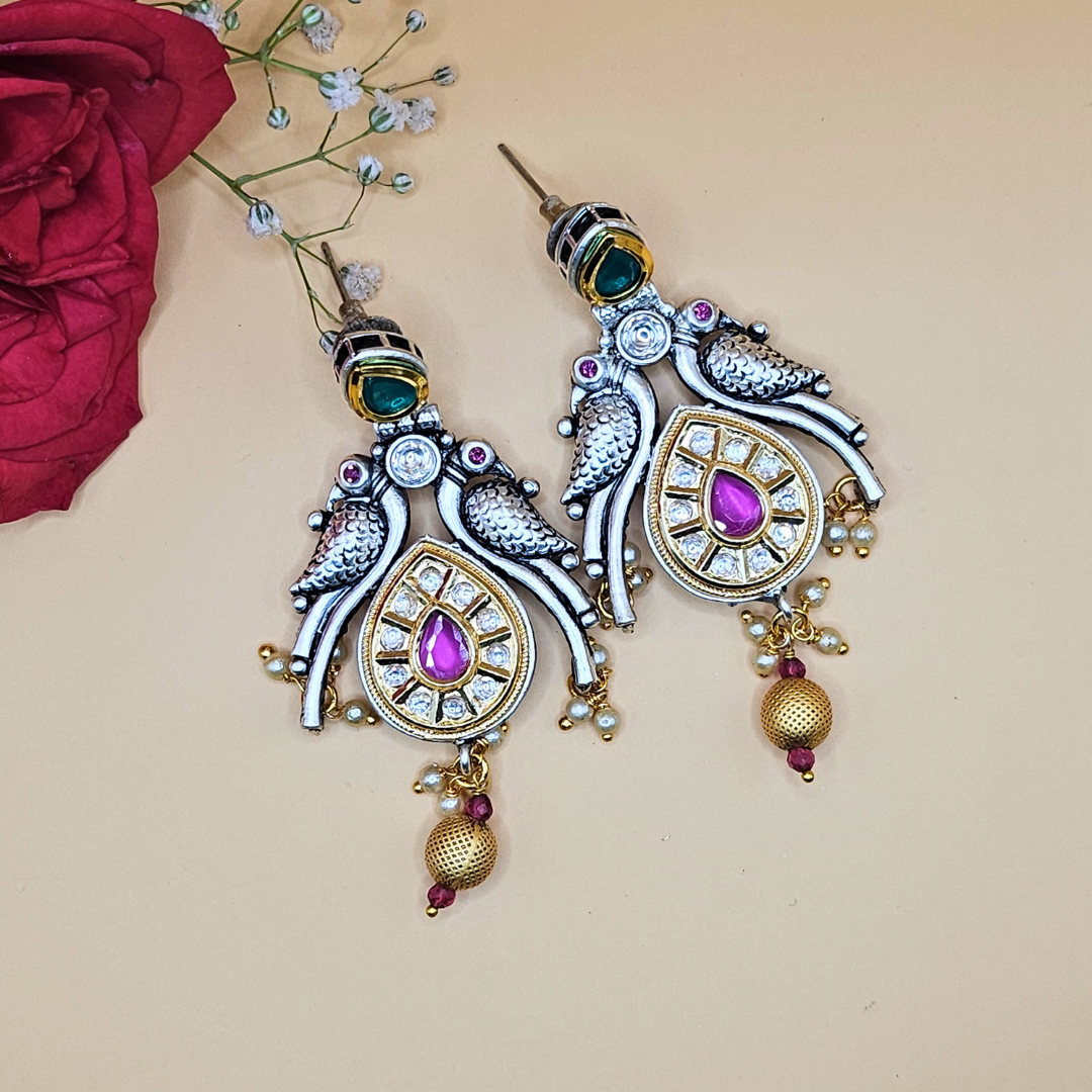 Pachi Kundan Panchi Earrings
