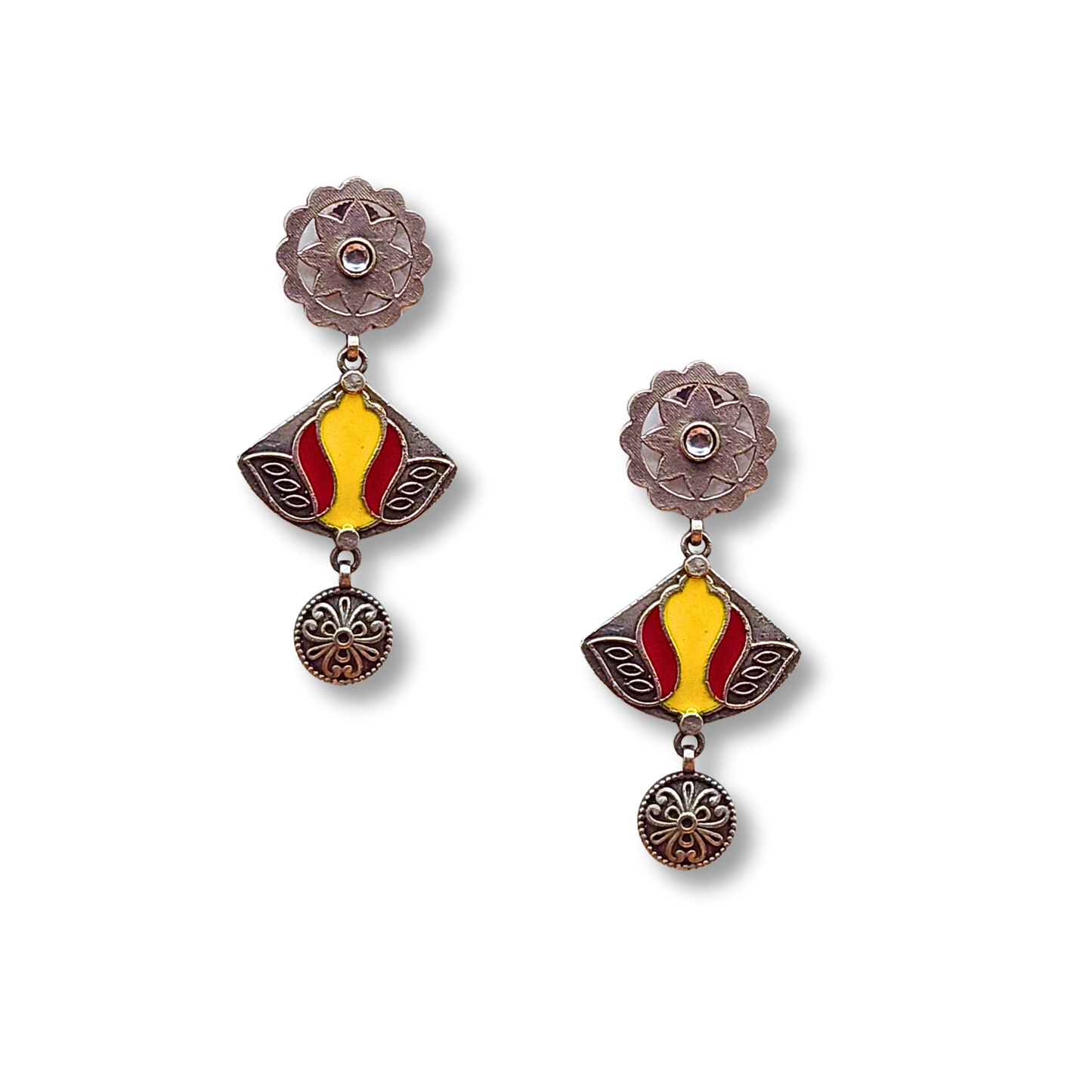 Saanjh Silver Meenakari Earrings