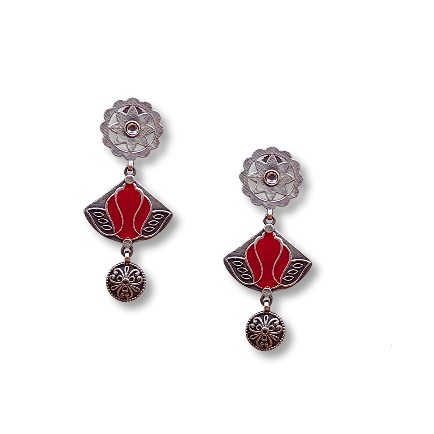 Saanjh Silver Meenakari Earrings