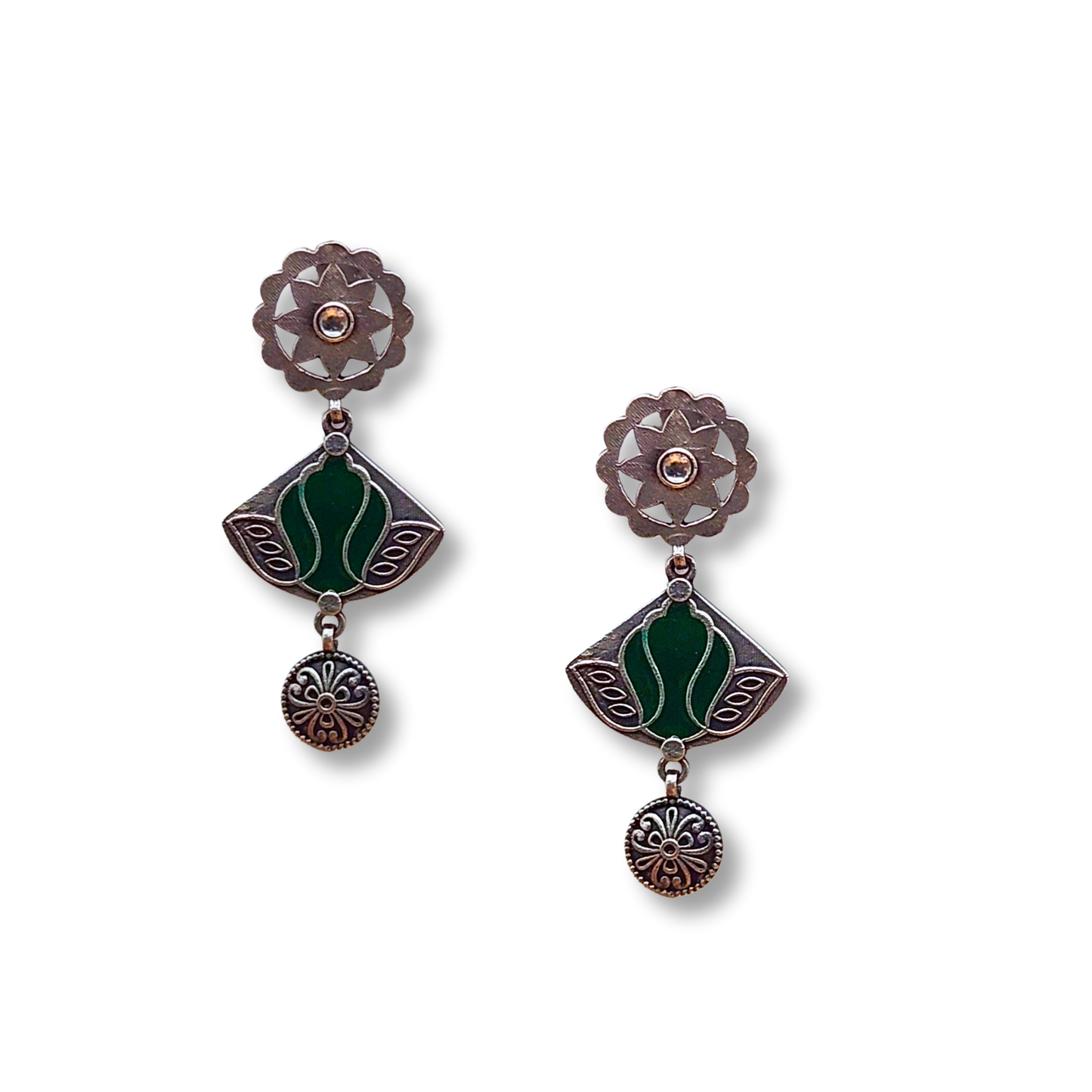 Saanjh Silver Meenakari Earrings