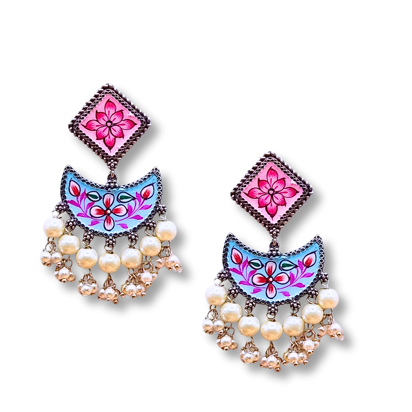 Mandira Silver Meenakari Chandballi