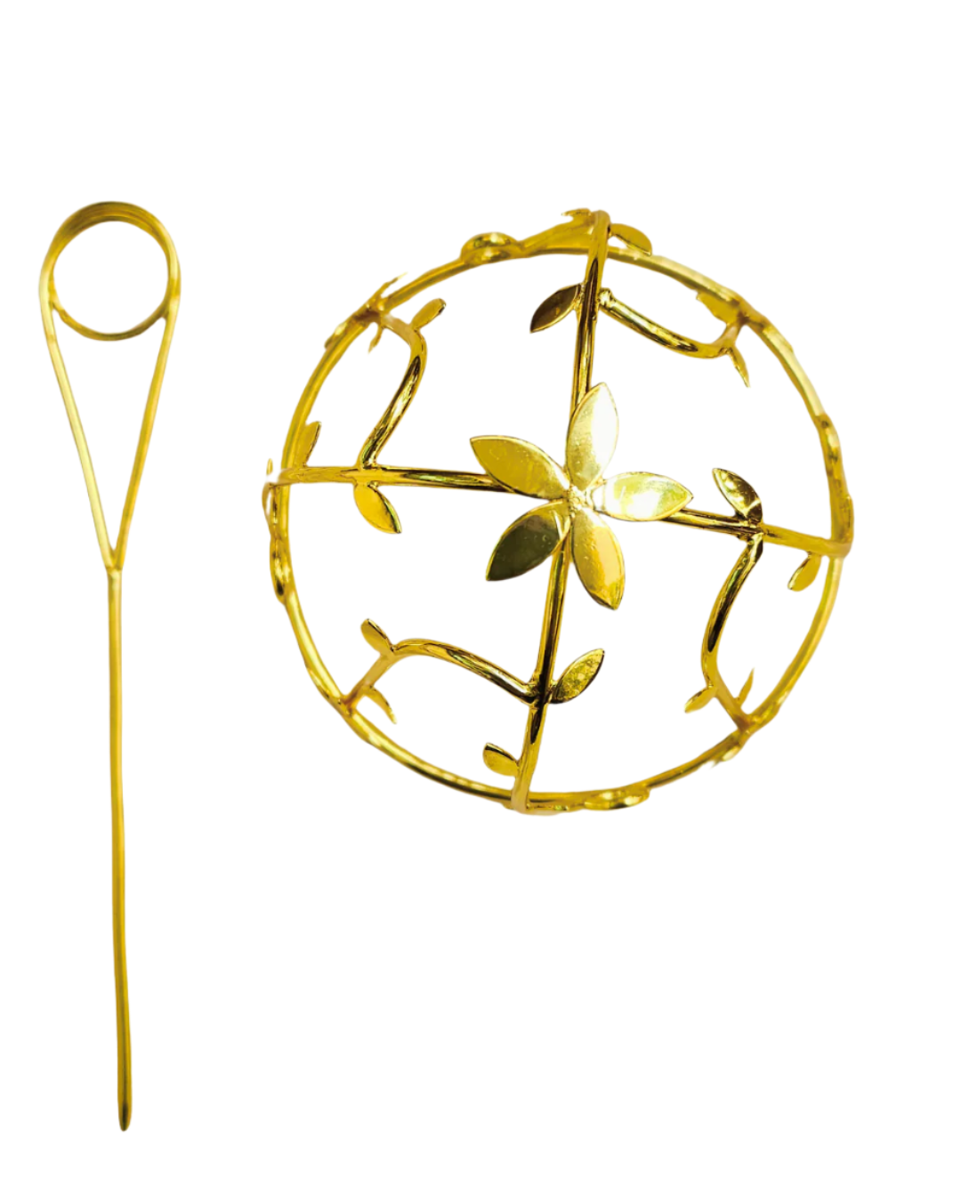 Janhvi Floral Hair Bun Cage Accessory in Brass (18K Gold Plated)