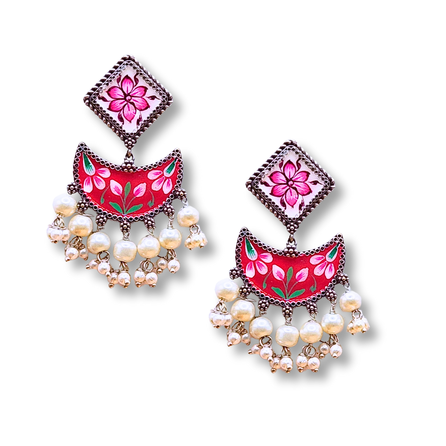 Mandira Silver Meenakari Chandballi