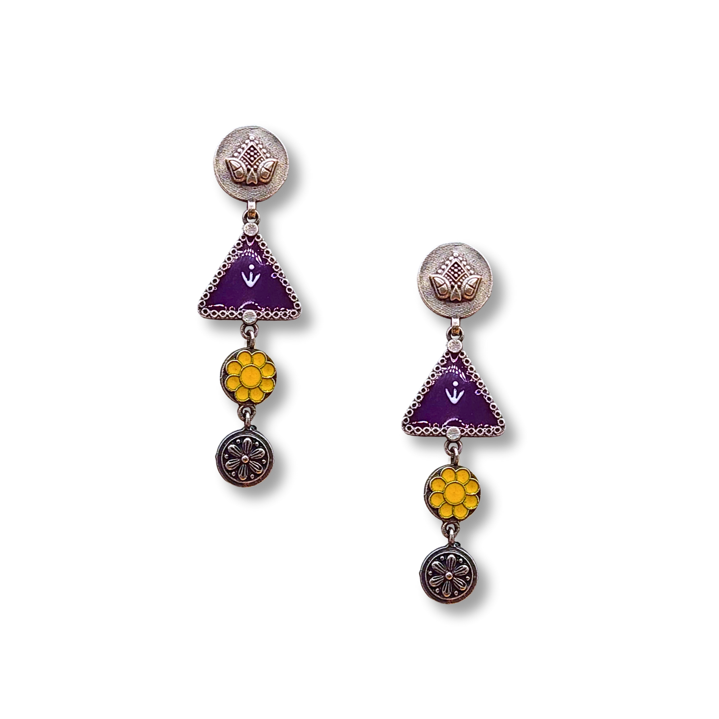 Leela Silver Meenakari Earrings