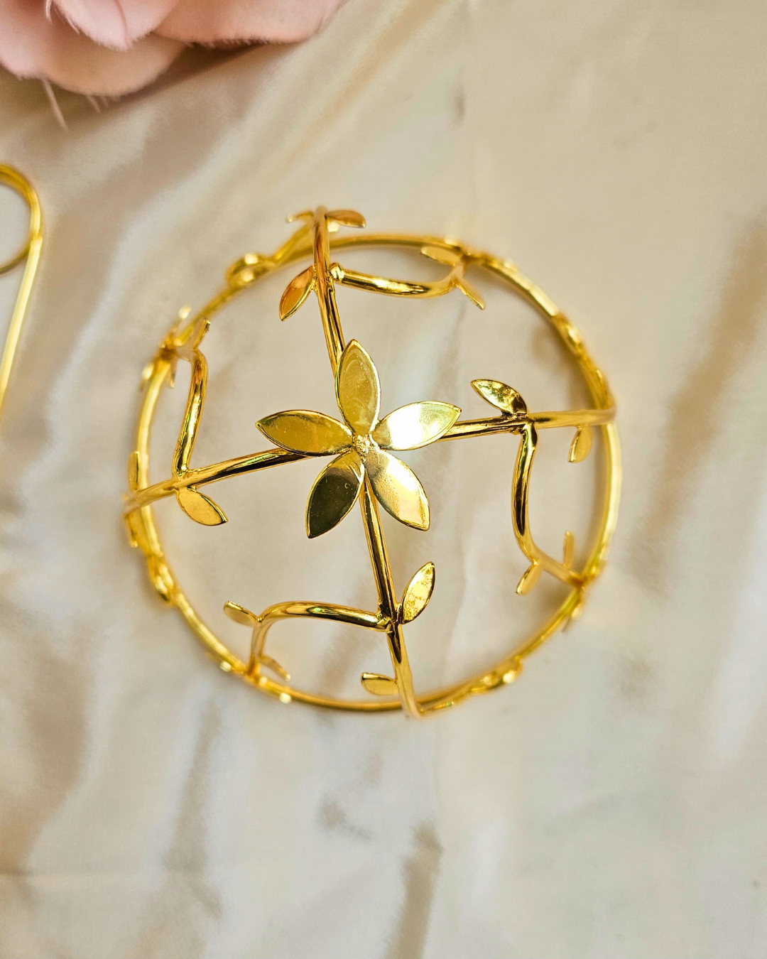 Janhvi Floral Hair Bun Cage Accessory in Brass (18K Gold Plated)