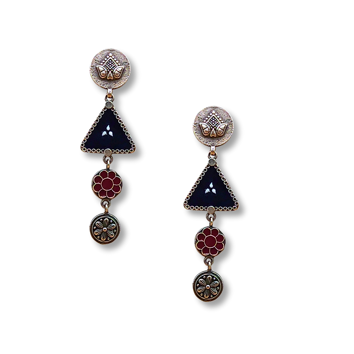 Leela Silver Meenakari Earrings