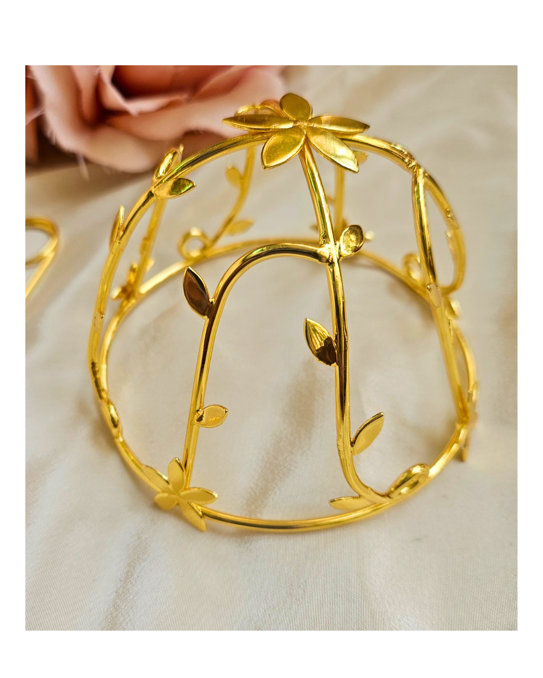 Janhvi Floral Hair Bun Cage Accessory in Brass (18K Gold Plated)