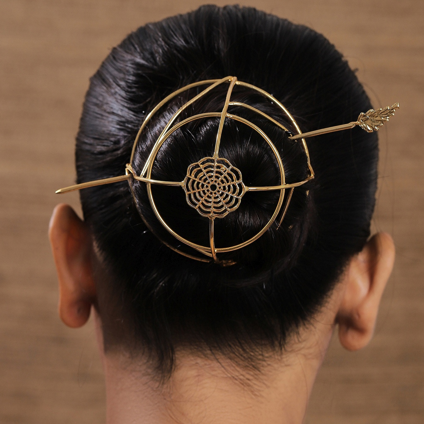 VIANA JEWELS HAIR BUN, Decorative Arrowhead Set, 2 Pieces, Brass