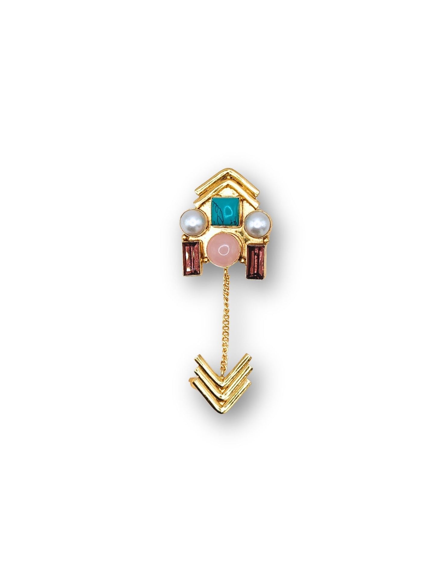 Viana Jewels Muktika Stone Adjustable Ring Brass 18K Gold Plated Handmade