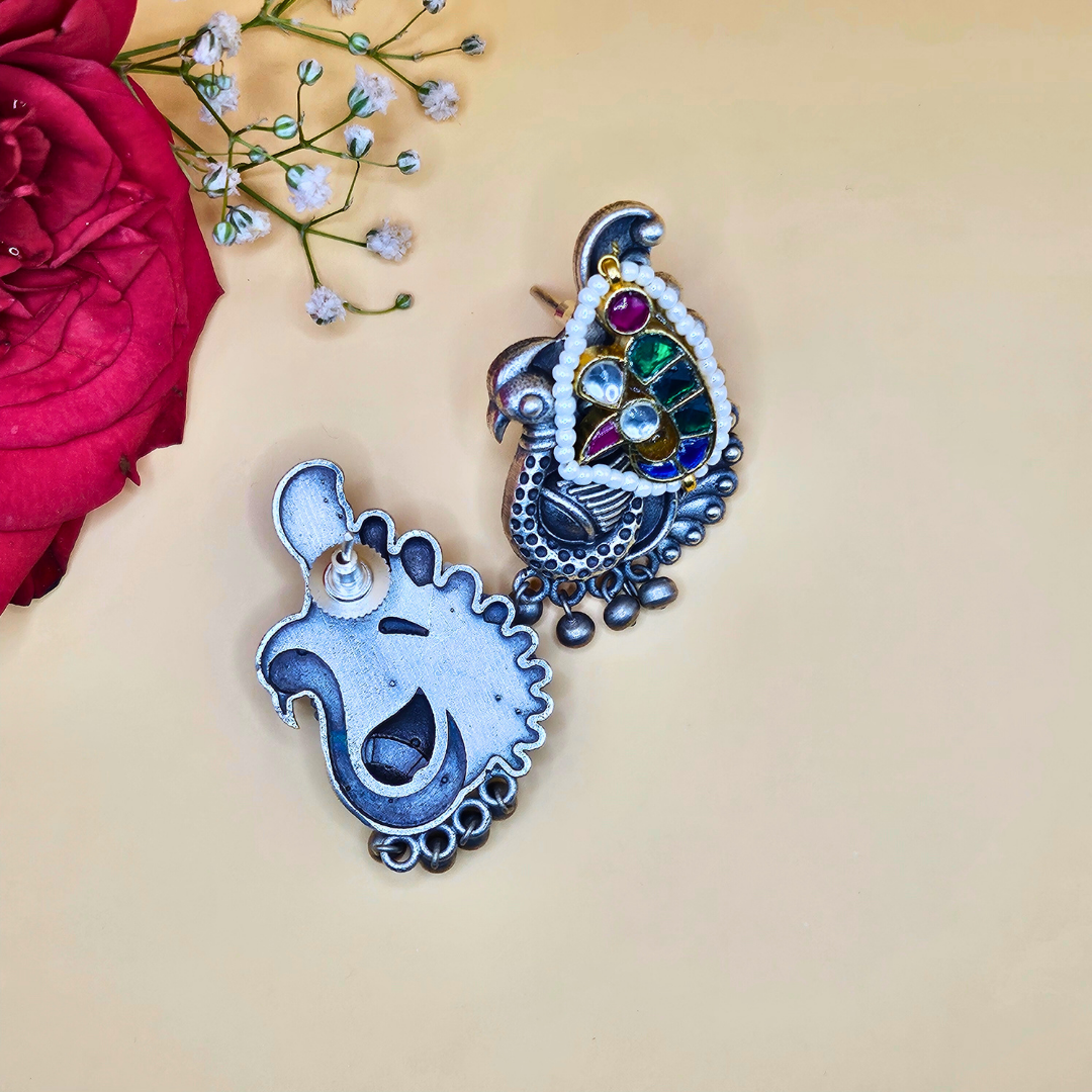 Ethnic Peacock Navratri Studs