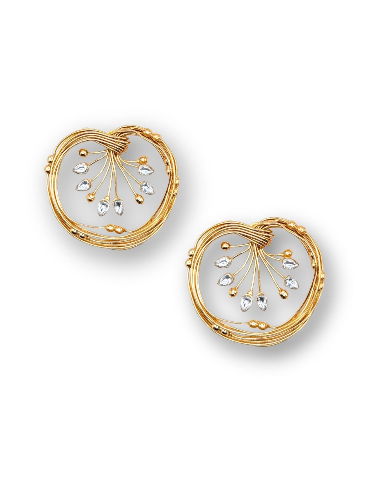 Viana Jewels Jahanara Brass Earrings for Women 18K Gold Plated Handmade