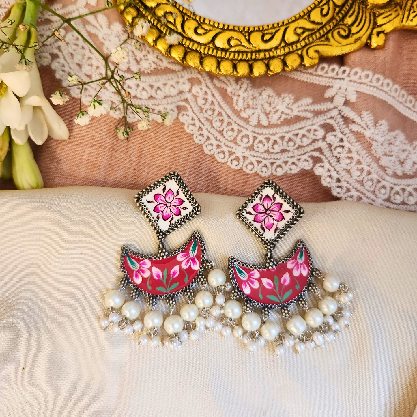 Mandira Silver Meenakari Chandballi