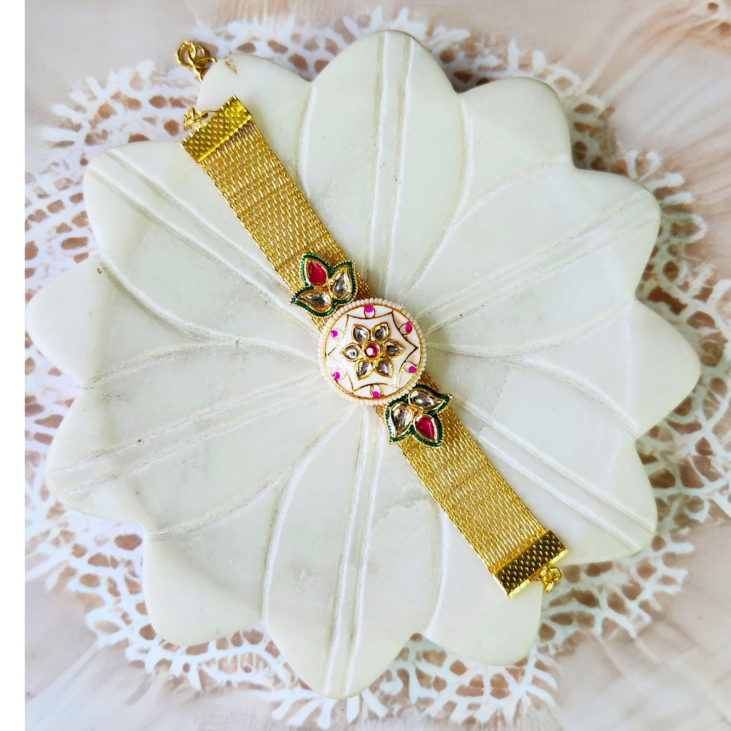 Kundan Rakhi Bracelet