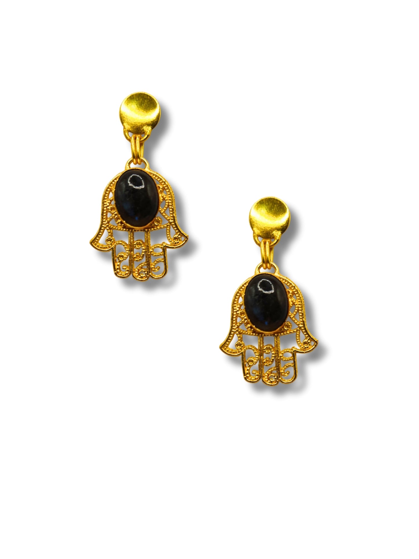 Viana Jewels Hamsa Hand Earrings with Labrodite stone
