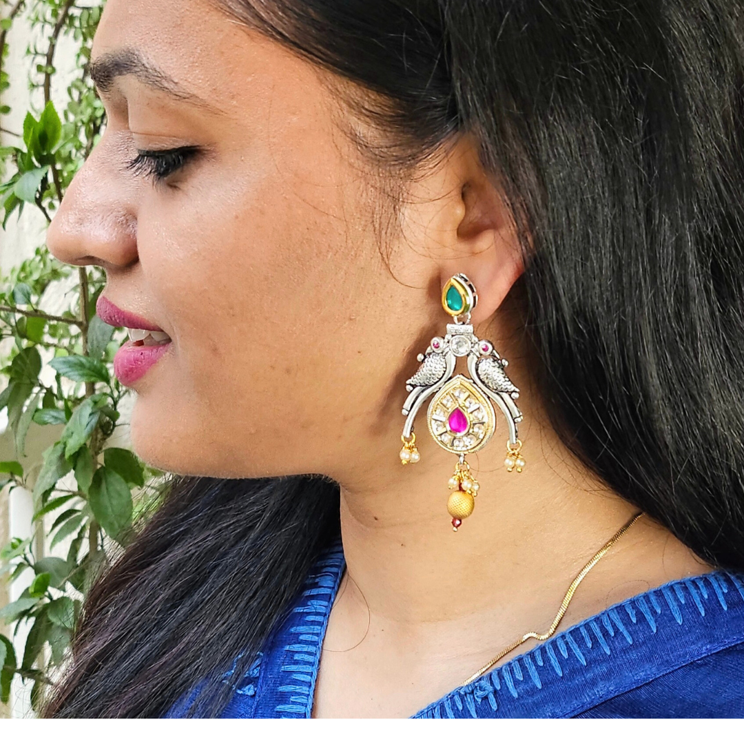 Pachi Kundan Panchi Earrings