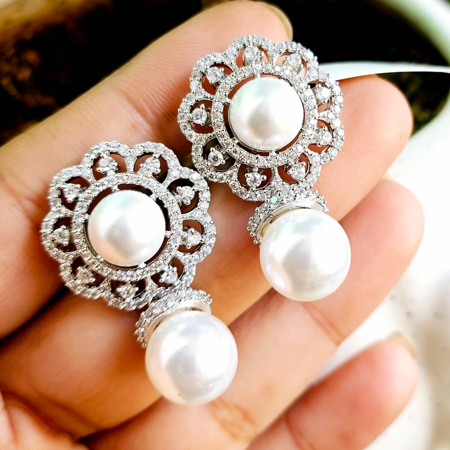 Sterling silver deals and pearl earrings