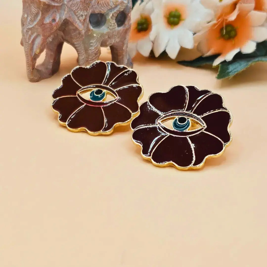 Maroon Evil Eye Stud
