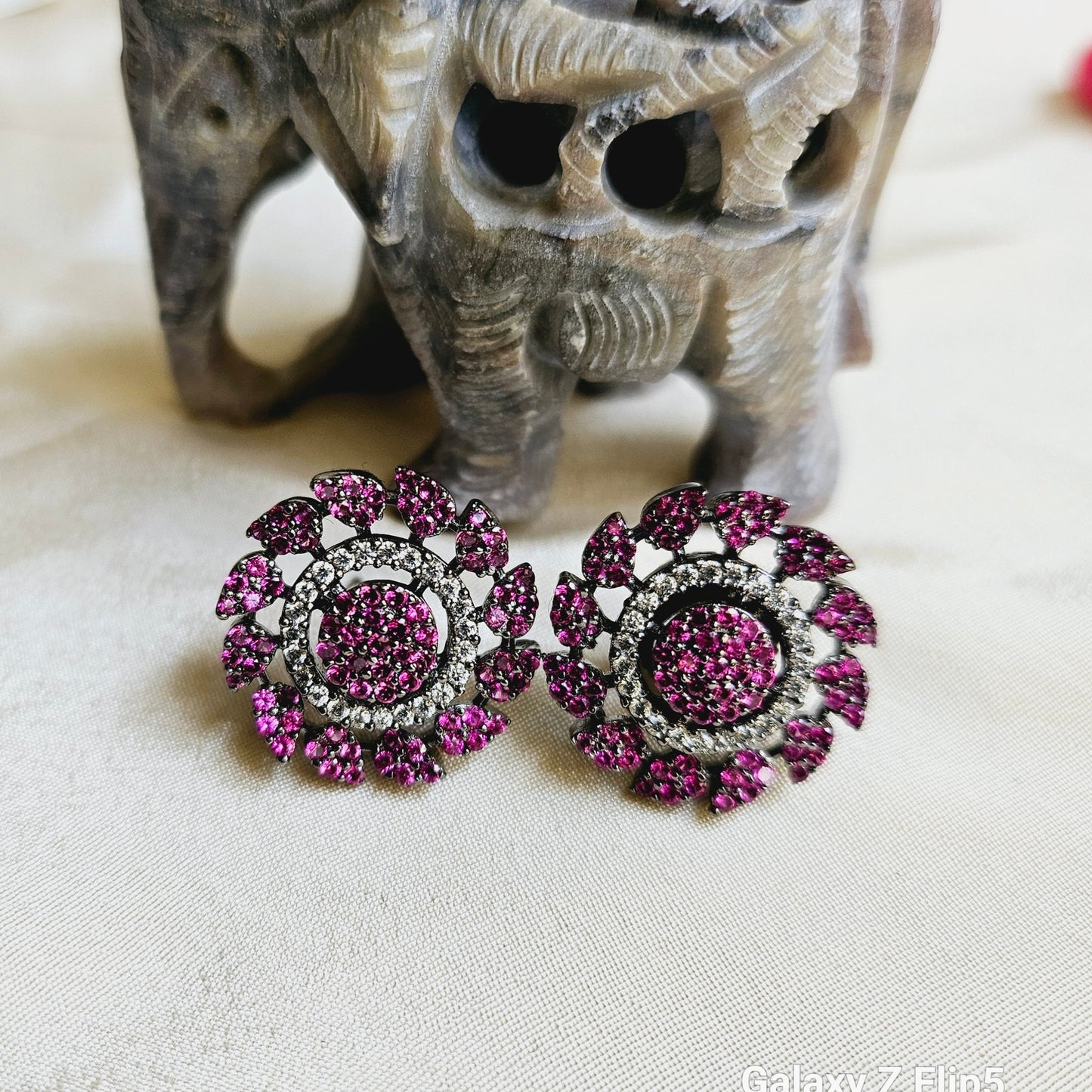 Fine Magenta AD stud Earring