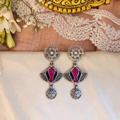 Saanjh Silver Meenakari Earrings