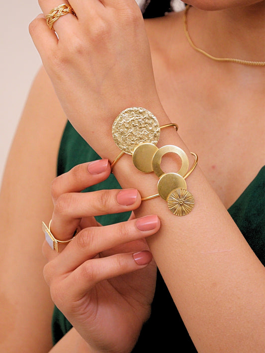 Viana Jewels Kanchan Adjustable Brass Handcuff for Women 18K Gold Plated