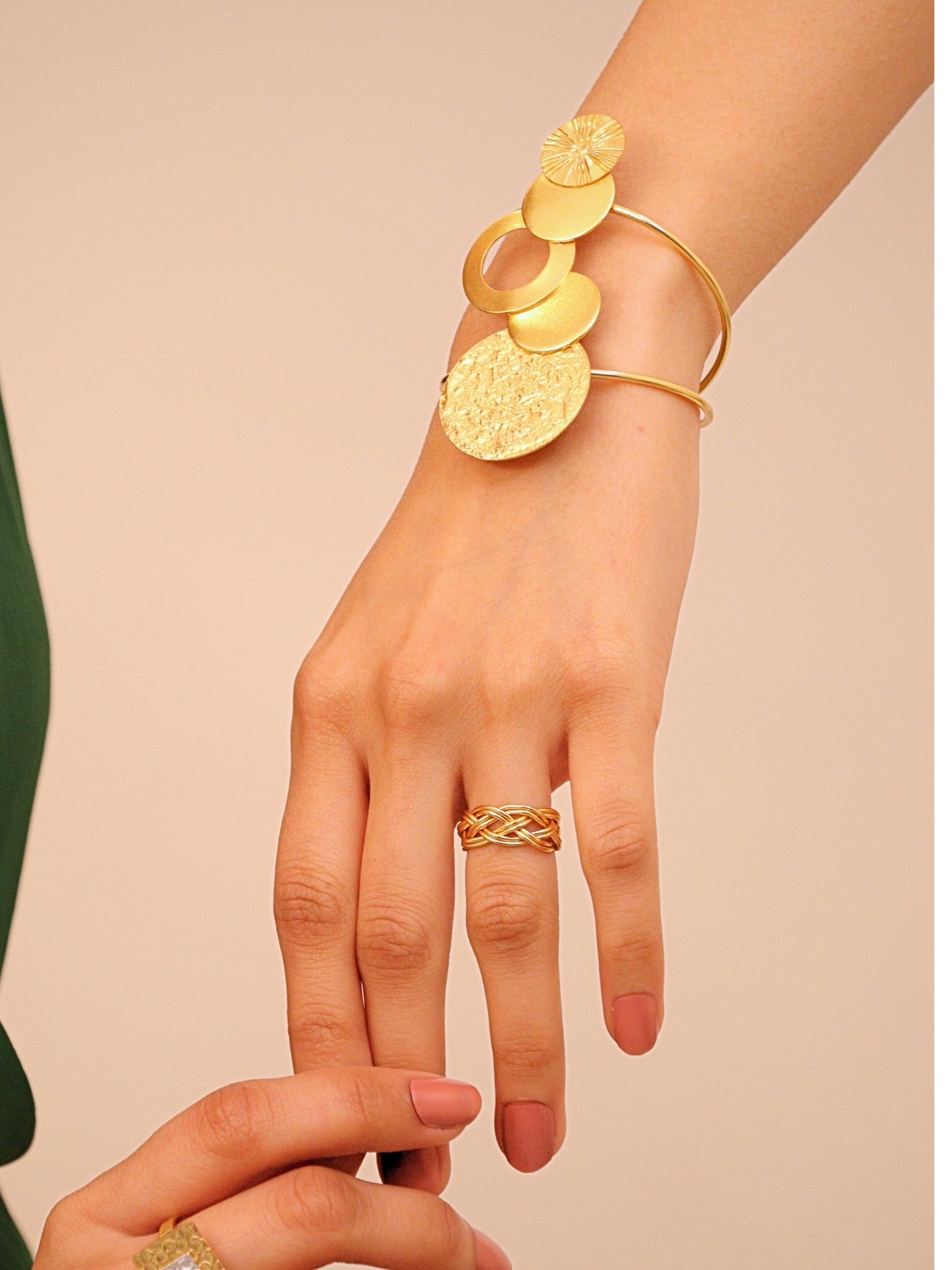 Viana Jewels Kanchan Adjustable Brass Handcuff for Women 18K Gold Plated