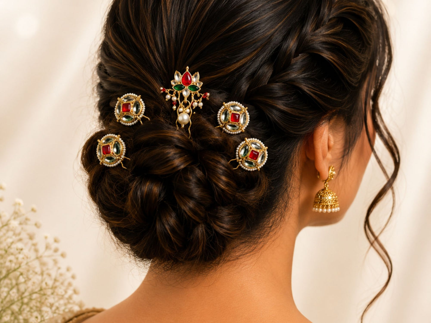 VIANA JEWELS Kesh Qala Chandbali Bridal Hair Pin For Women