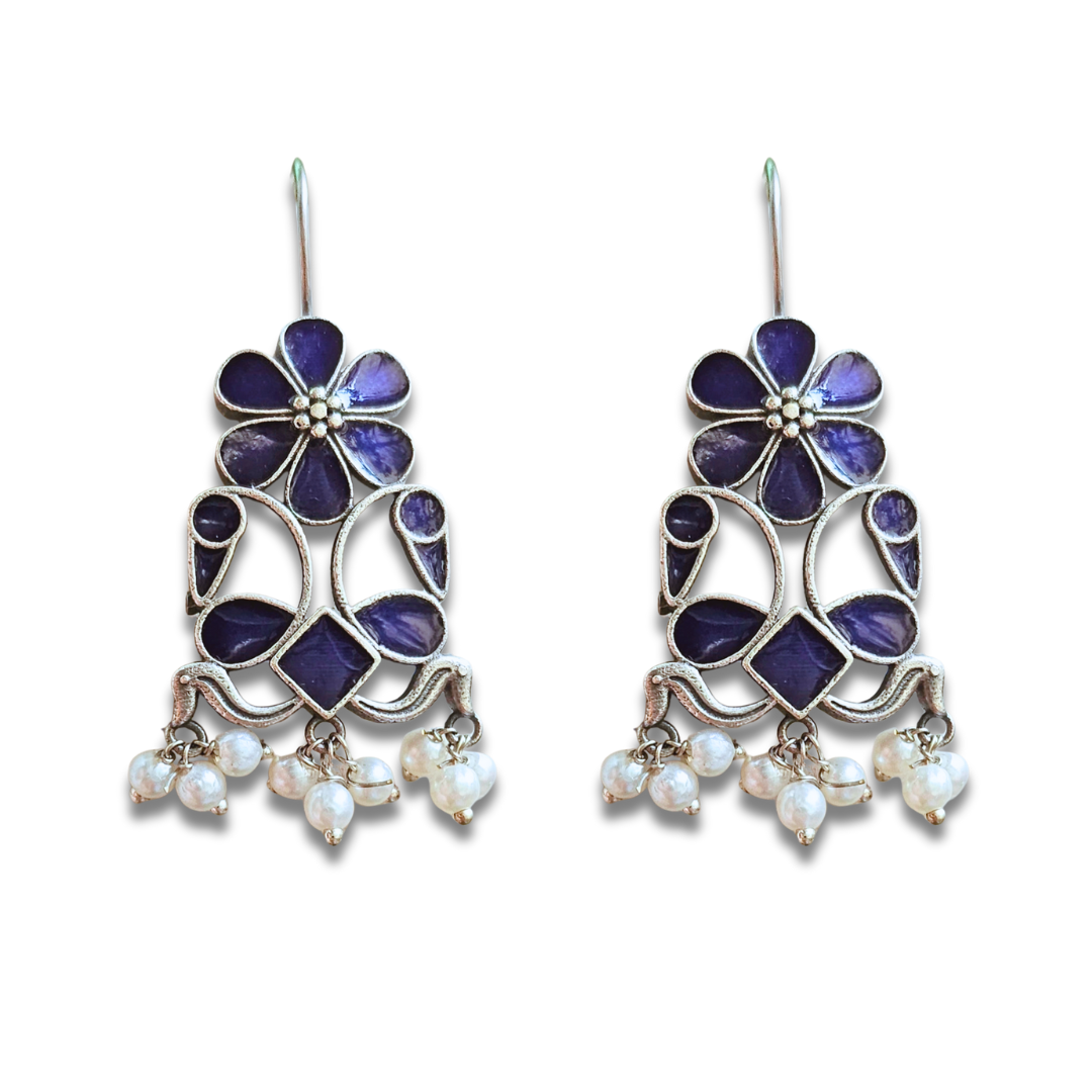 Meenakari Morni Hook Earring