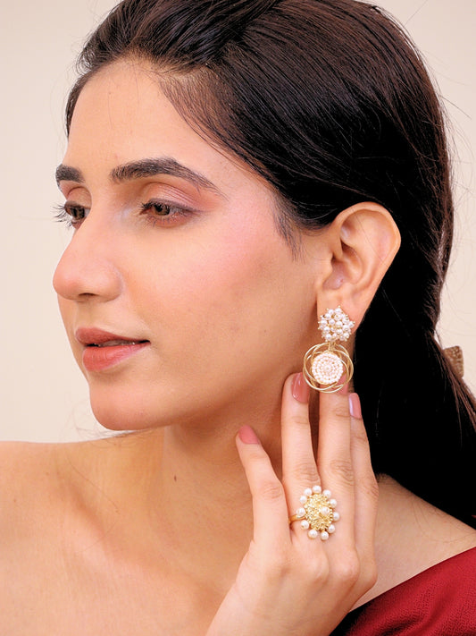 Viana Jewels Zareen Brass Earrings for Women 18K Gold Plated Handmade