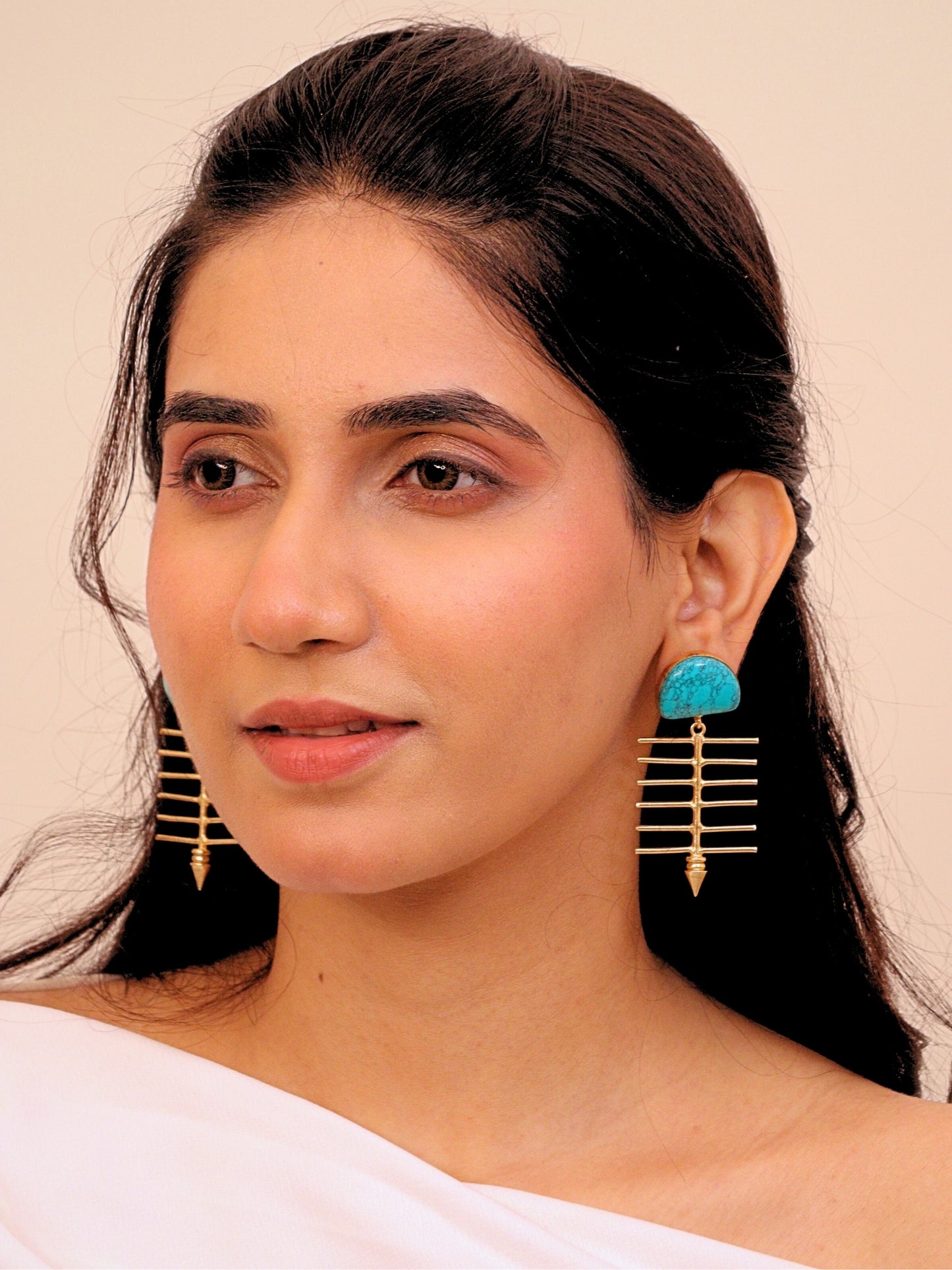 Viana Jewels Ferozah Brass Earrings for Women 18K Gold Plated Handmade