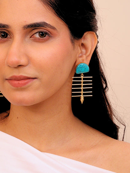Viana Jewels Ferozah Brass Earrings for Women 18K Gold Plated Handmade