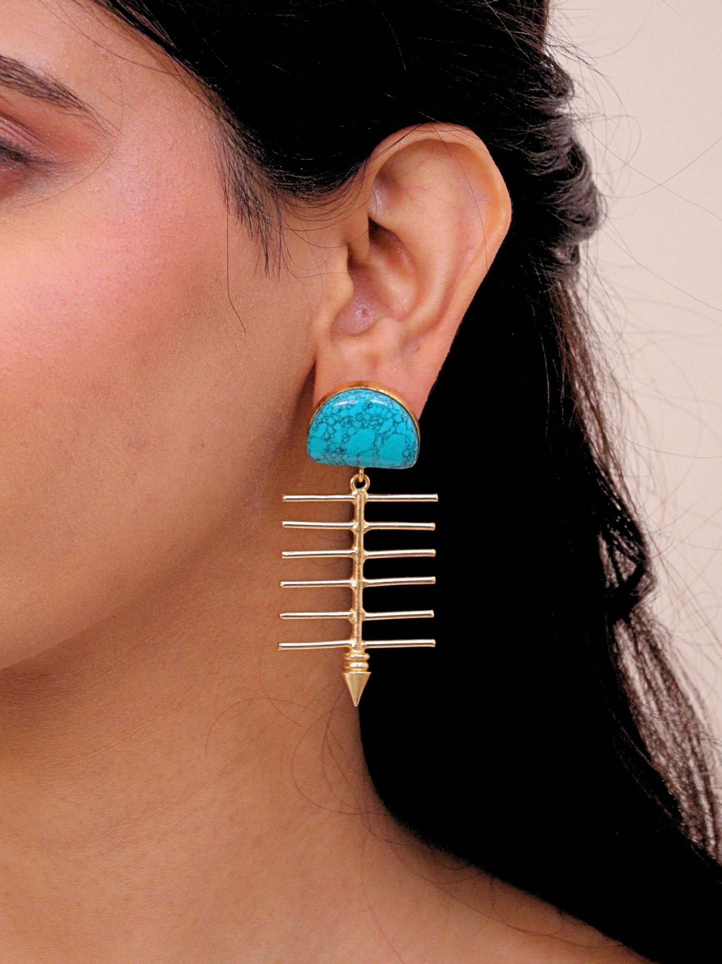 Viana Jewels Ferozah Brass Earrings for Women 18K Gold Plated Handmade