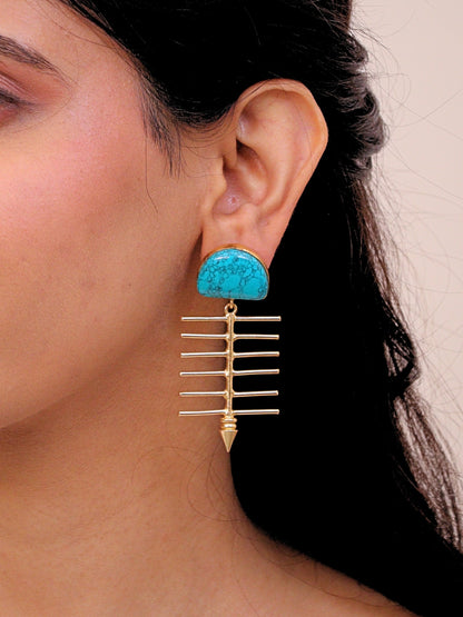 Viana Jewels Ferozah Brass Earrings for Women 18K Gold Plated Handmade