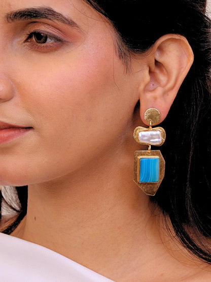 Viana Jewels Naqqashi Brass Earrings for Women 18K Gold Plated Handmade