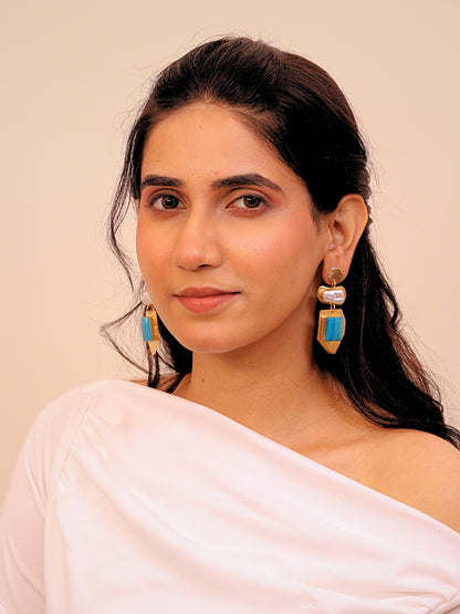 Viana Jewels Naqqashi Brass Earrings for Women 18K Gold Plated Handmade