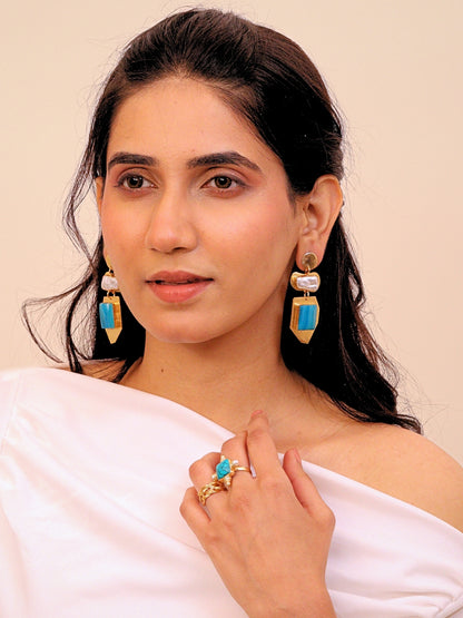 Viana Jewels Naqqashi Brass Earrings for Women 18K Gold Plated Handmade