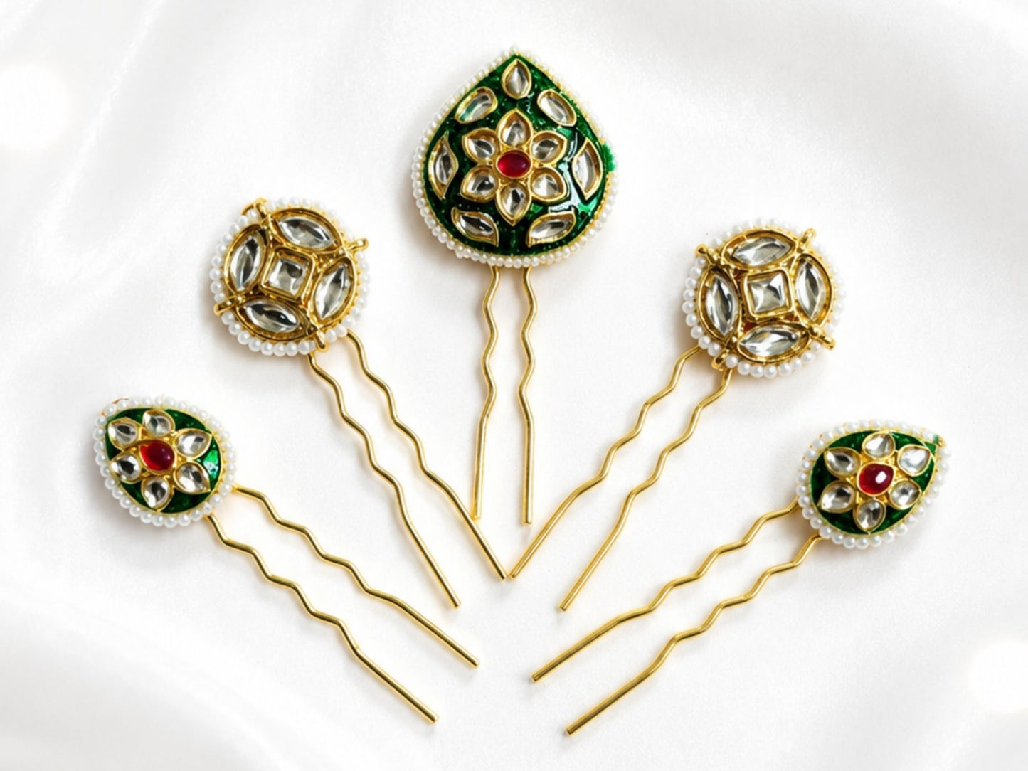 VIANA JEWELS Kesh Qala Bidri Heritage Hair Pin For Women