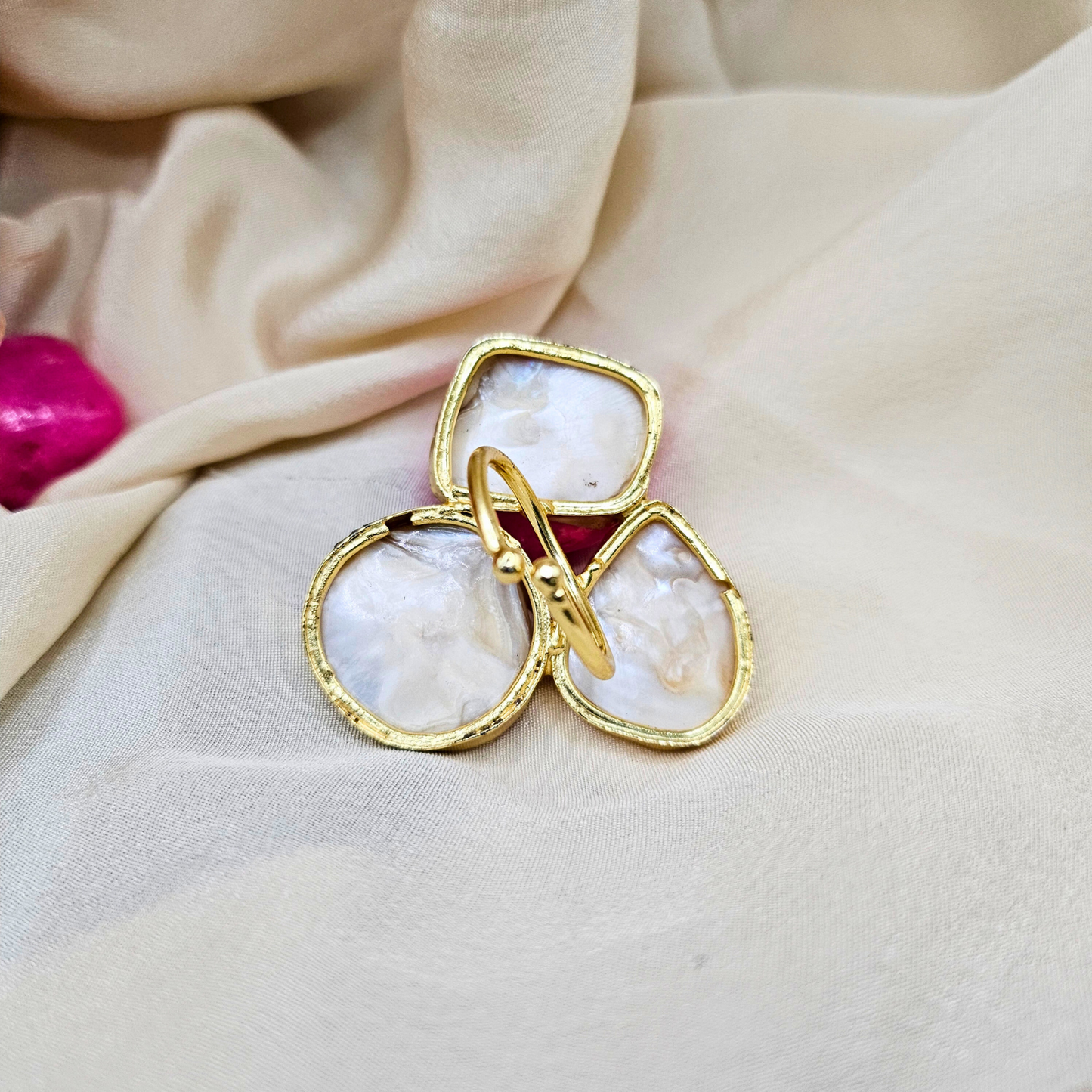 Aza  Golden Baroque Pearl Adjustable Ring