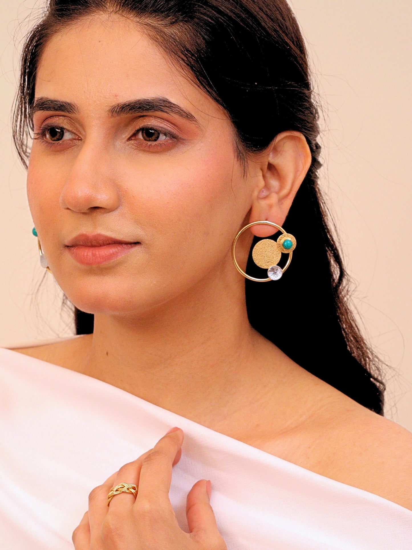 Viana Jewels Chandrika Brass Earrings for Women 18K Gold Plated Handmade