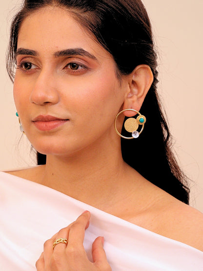 Viana Jewels Chandrika Brass Earrings for Women 18K Gold Plated Handmade