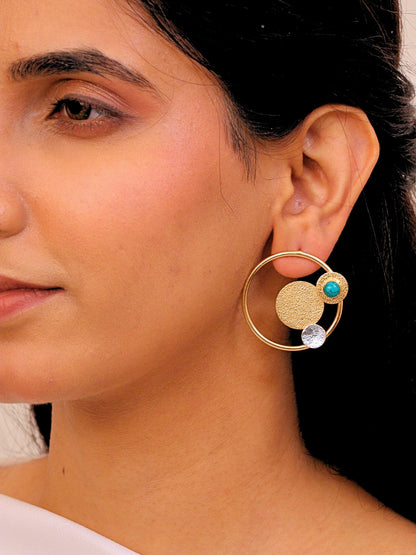 Viana Jewels Chandrika Brass Earrings for Women 18K Gold Plated Handmade