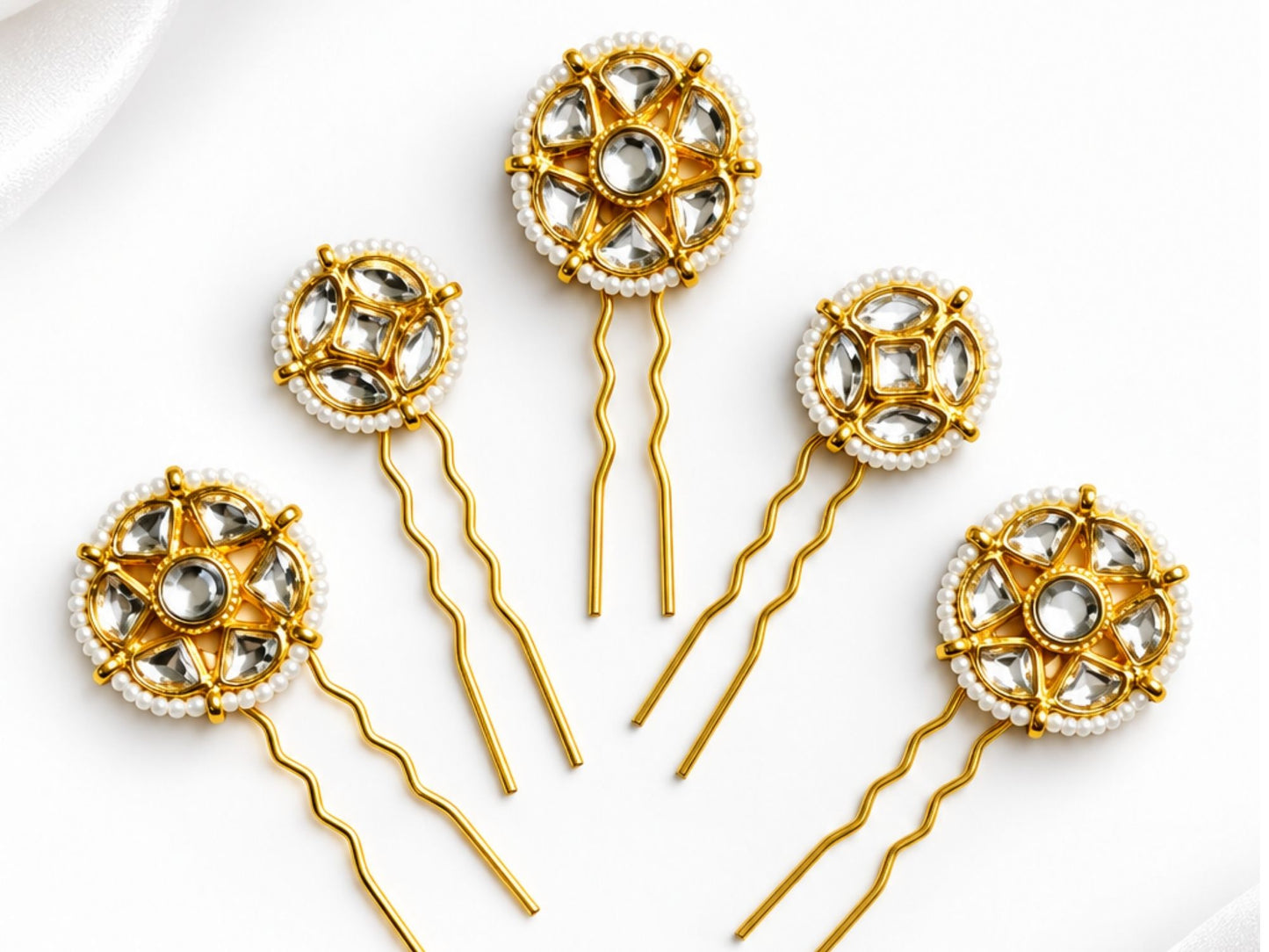 VIANA JEWELS Kesh Qala Jadau Bridal Hair Pin For Women